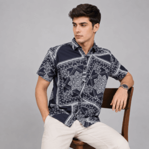 Scanshop India Ethnic Motifs Printed Spread Collar Regular Fit Shirt