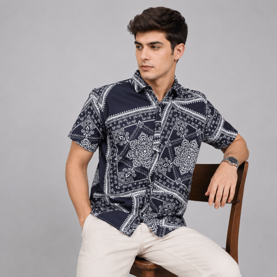 Scanshop India Ethnic Motifs Printed Spread Collar Regular Fit Shirt 3