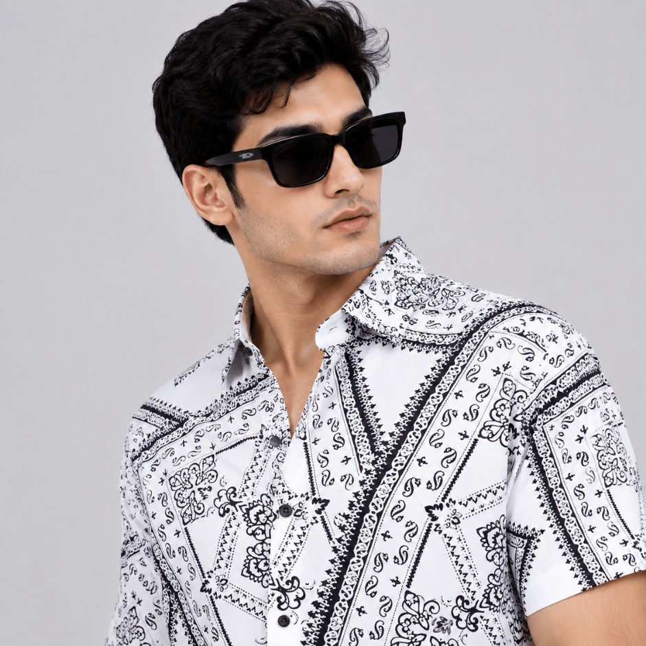 Scanshop India Floral Printed Spread Collar Short Sleeves Comfort Shirt 3