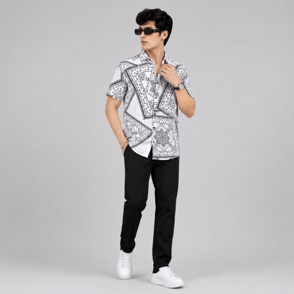 Scanshop India Floral Printed Spread Collar Short Sleeves Comfort Shirt 2