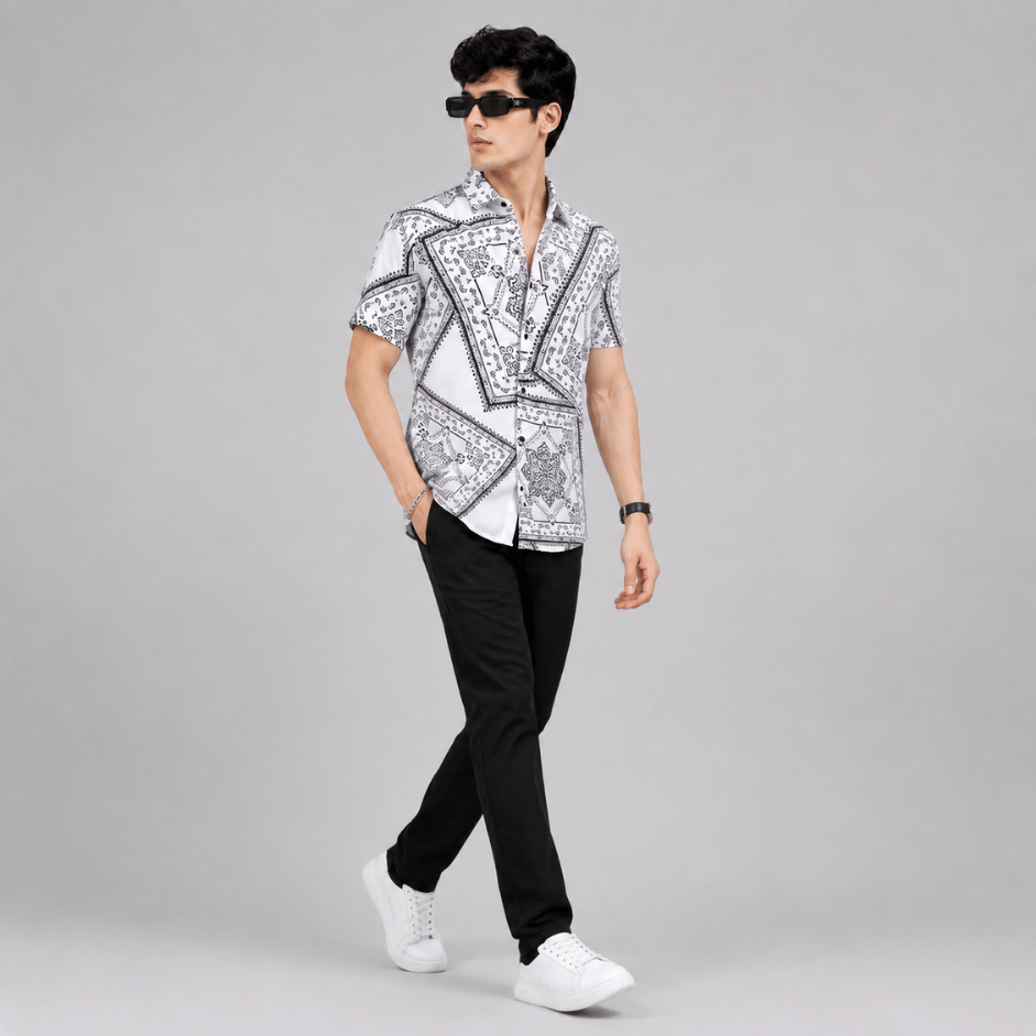 Scanshop India Floral Printed Spread Collar Short Sleeves Comfort Shirt 4