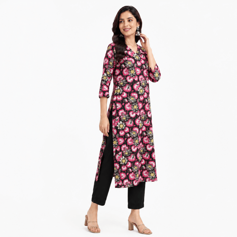 Scanshop India Women's Floral Printed Kurta 4