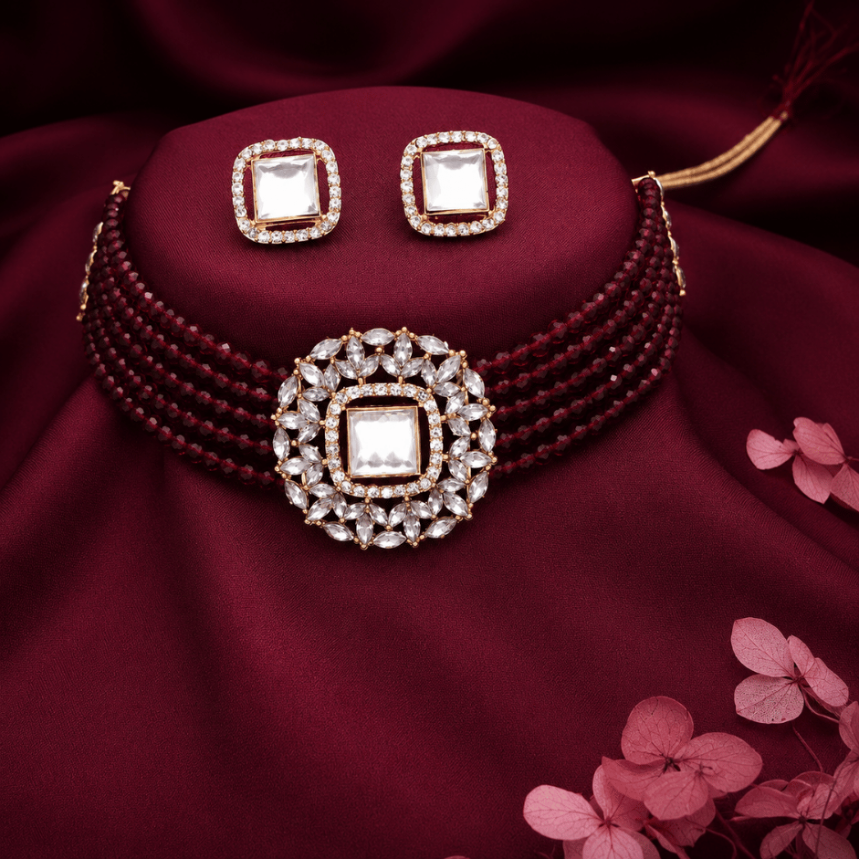 Scanshop India Gold-Plated Stone-Jewellery Set 3