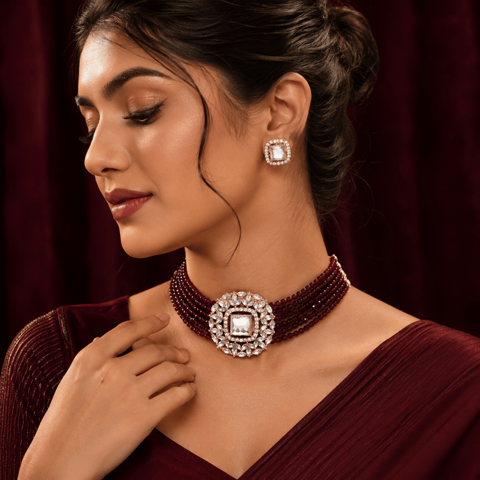 Scanshop India Gold-Plated Stone-Jewellery Set 2