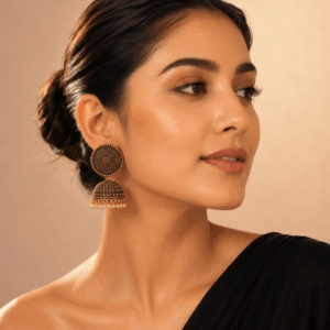 Scanshop India Elegant Gold-Toned Dome Jhumka Earrings