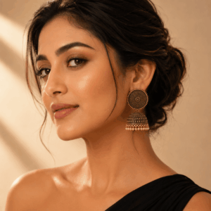 Scanshop India Elegant Gold-Toned Dome Jhumka Earrings