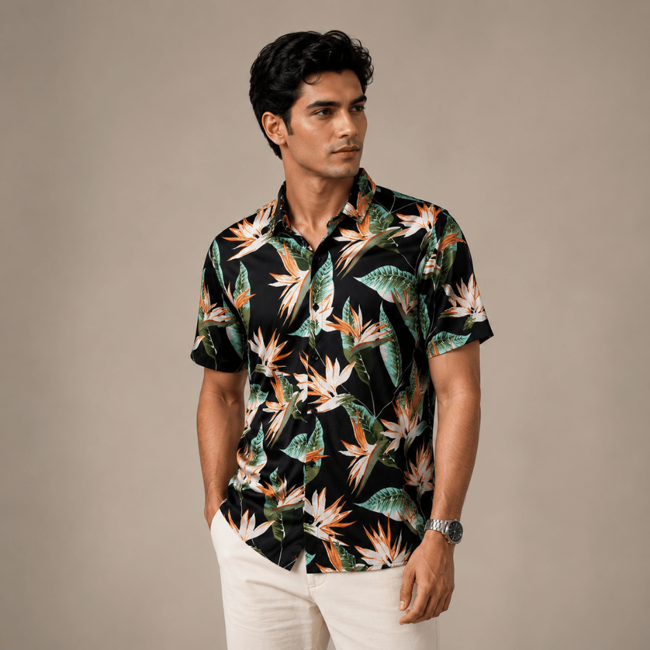 Scanshop India Men Comfort Fit Floral Printed Spread Collar Casual Shirt 2