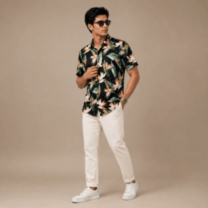 Scanshop India Men Comfort Fit Floral Printed Spread Collar Casual Shirt