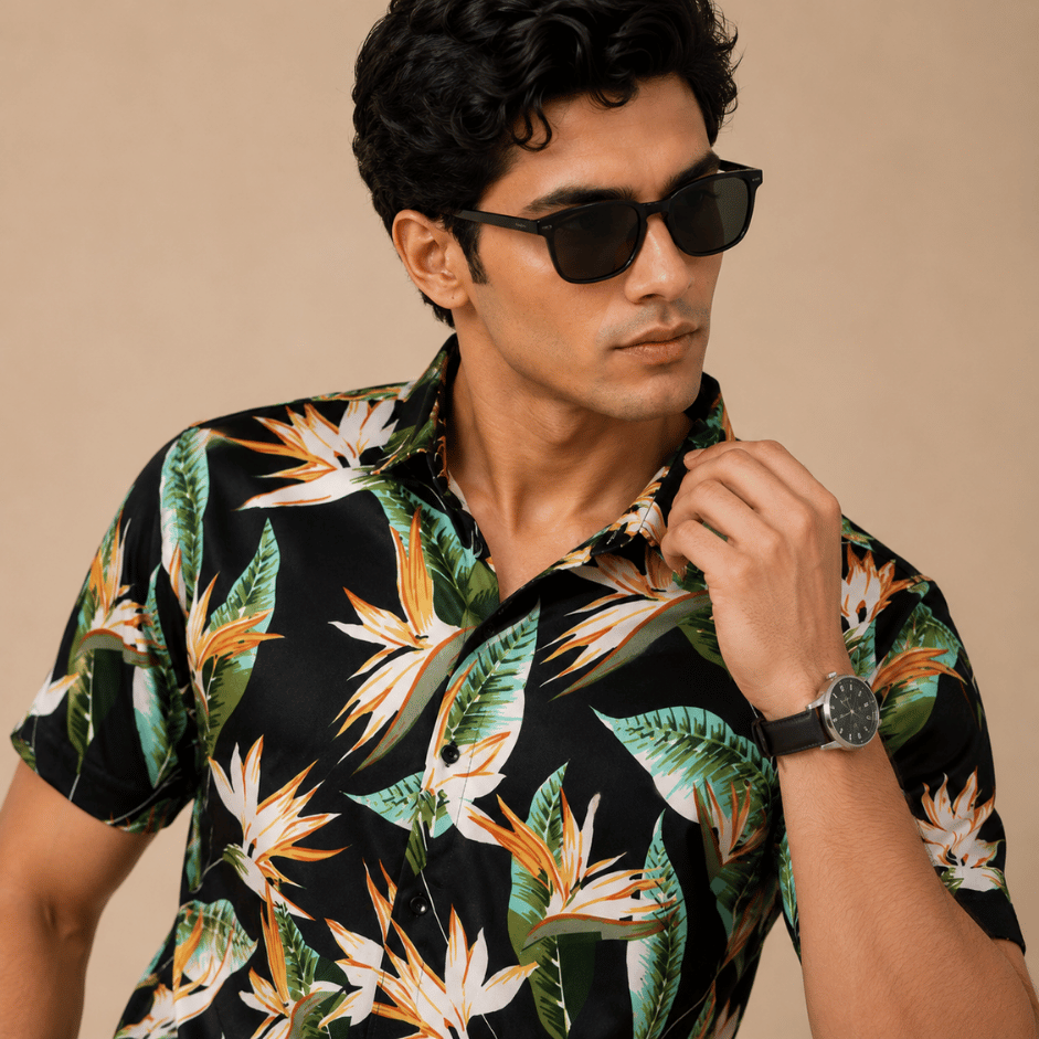 Scanshop India Men Comfort Fit Floral Printed Spread Collar Casual Shirt 4