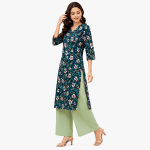 Scanshop India Women's Midnight Bloom Kurta