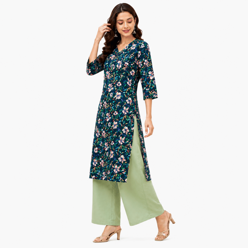 Scanshop India Women's Midnight Bloom Kurta 2