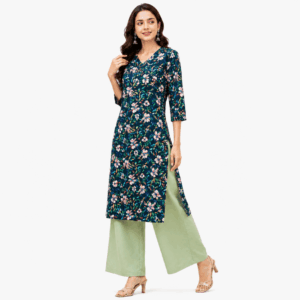 Scanshop India Women's Midnight Bloom Kurta