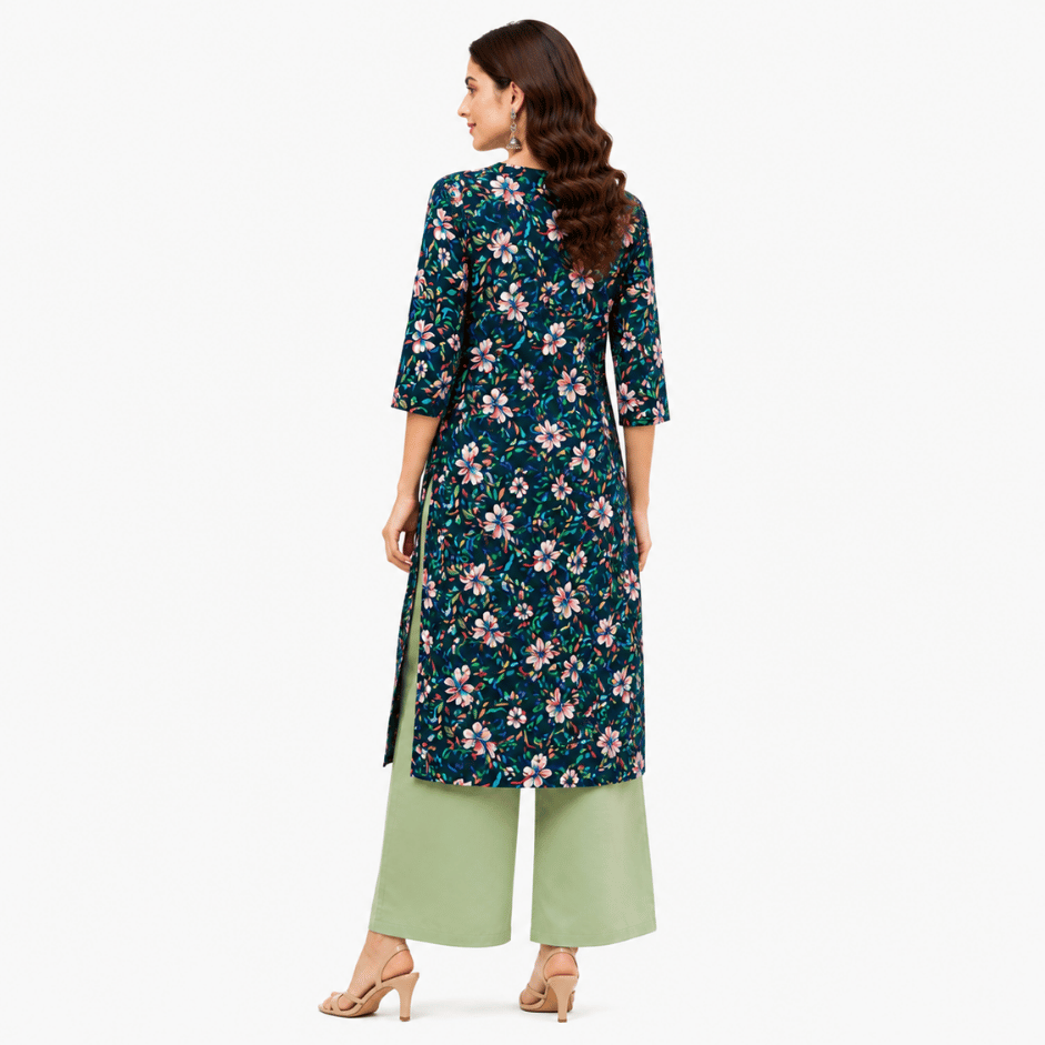 Scanshop India Women's Midnight Bloom Kurta 4