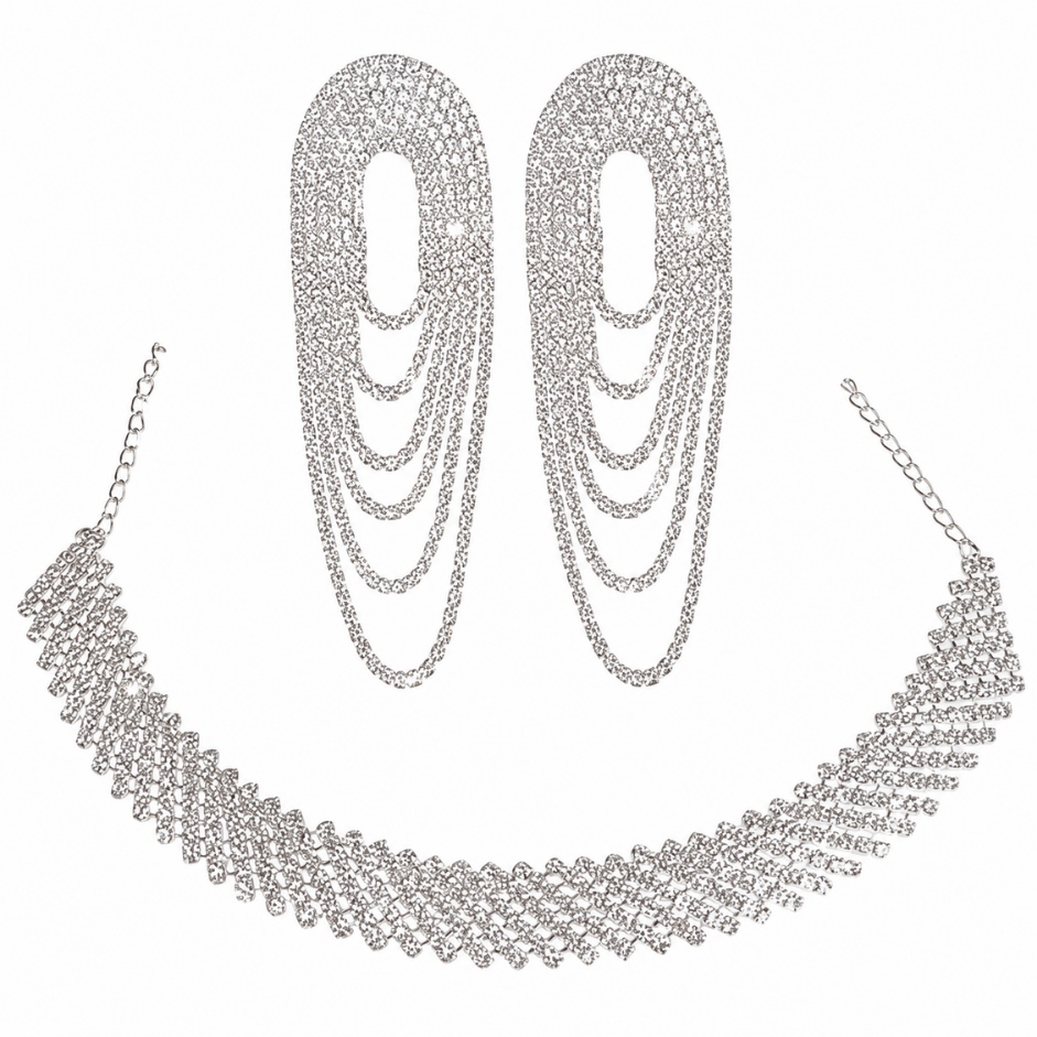 Scanshop India Rhinestone Studded Necklace & Earrings 4