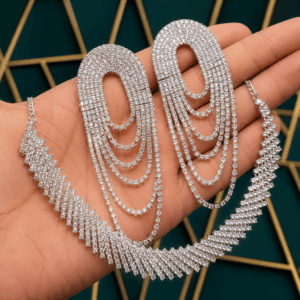 Scanshop India Rhinestone Studded Necklace & Earrings