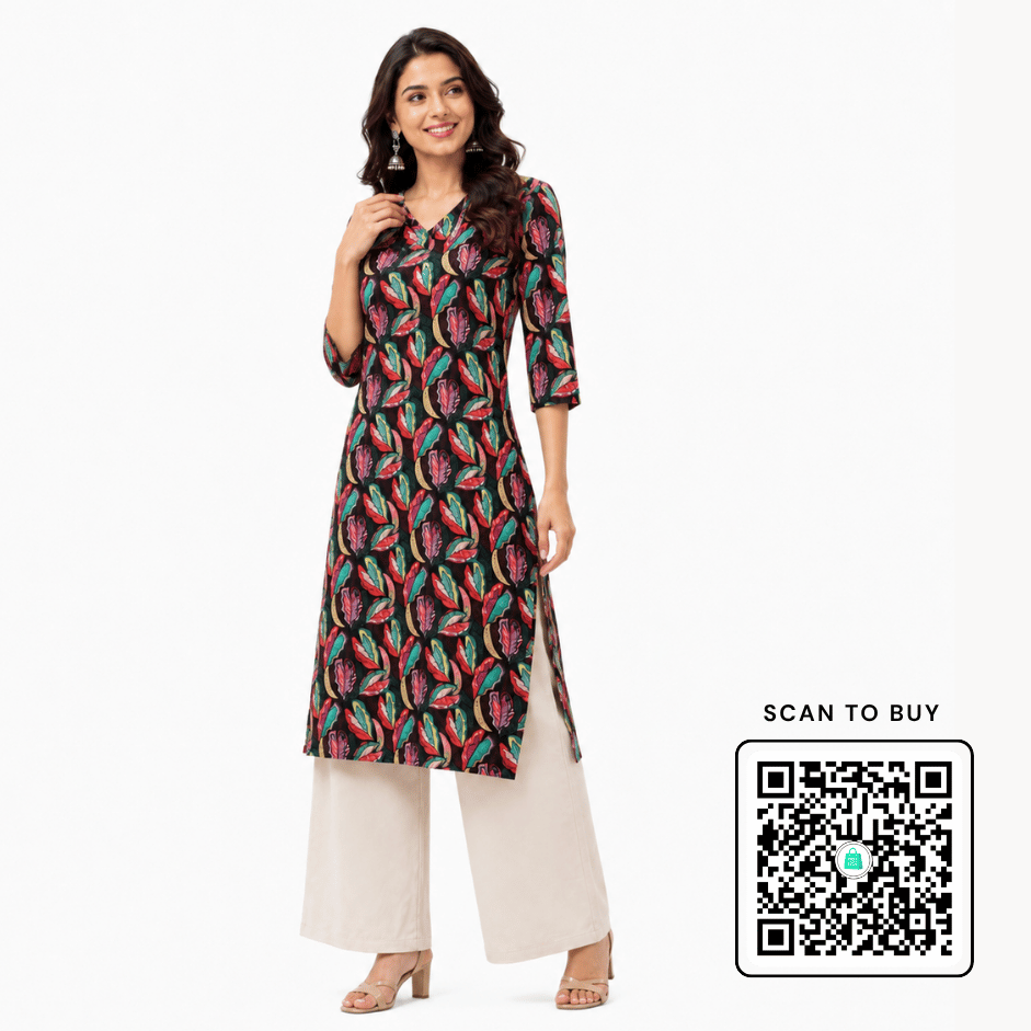 Scanshop India Women's Ethnic Floral Print Kurta