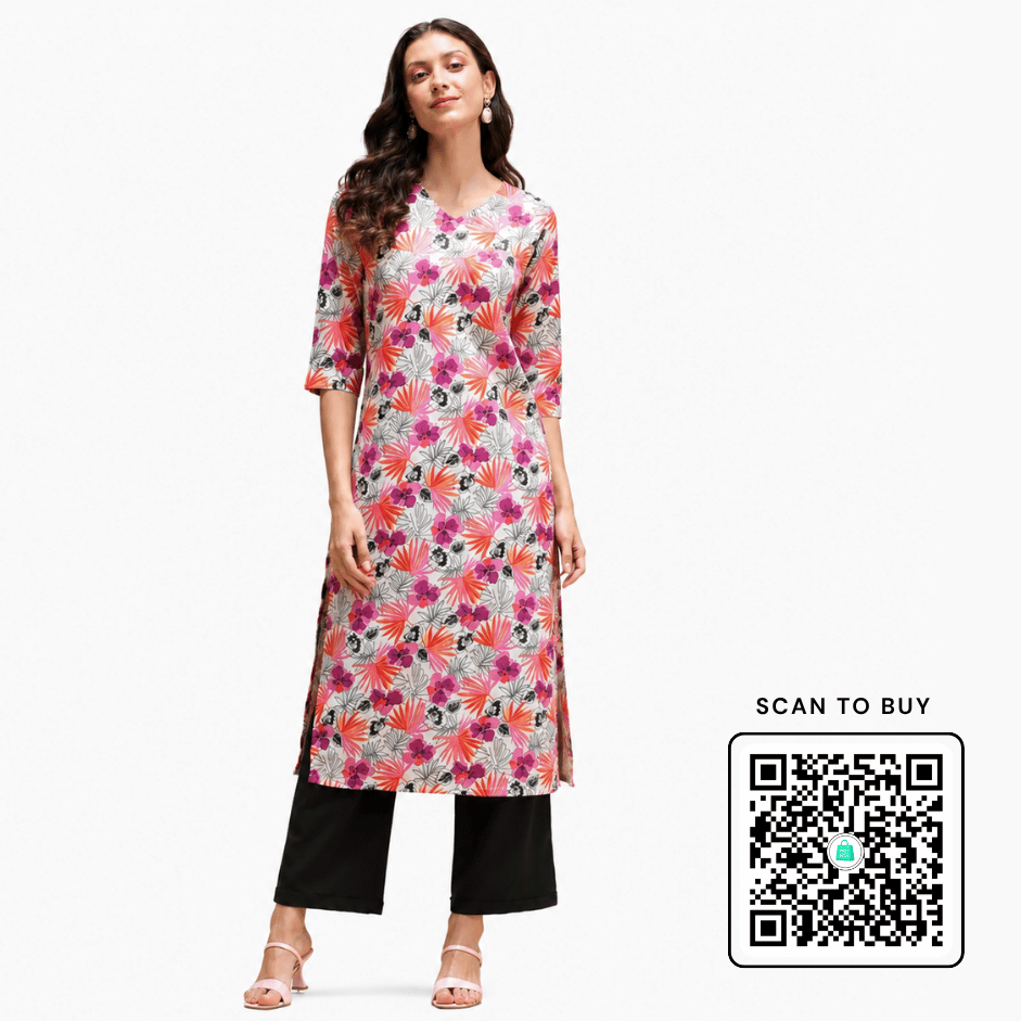 Scanshop India Women's Everyday Floral Print Kurta