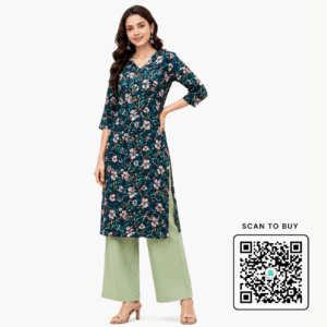 Scanshop India Women's Midnight Bloom Kurta