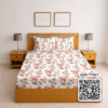 Scanshop India Cream-Coloured Floral Falt Double bedsheet with 2 pillows