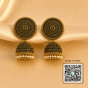 Scanshop India Elegant Gold-Toned Dome Jhumka Earrings