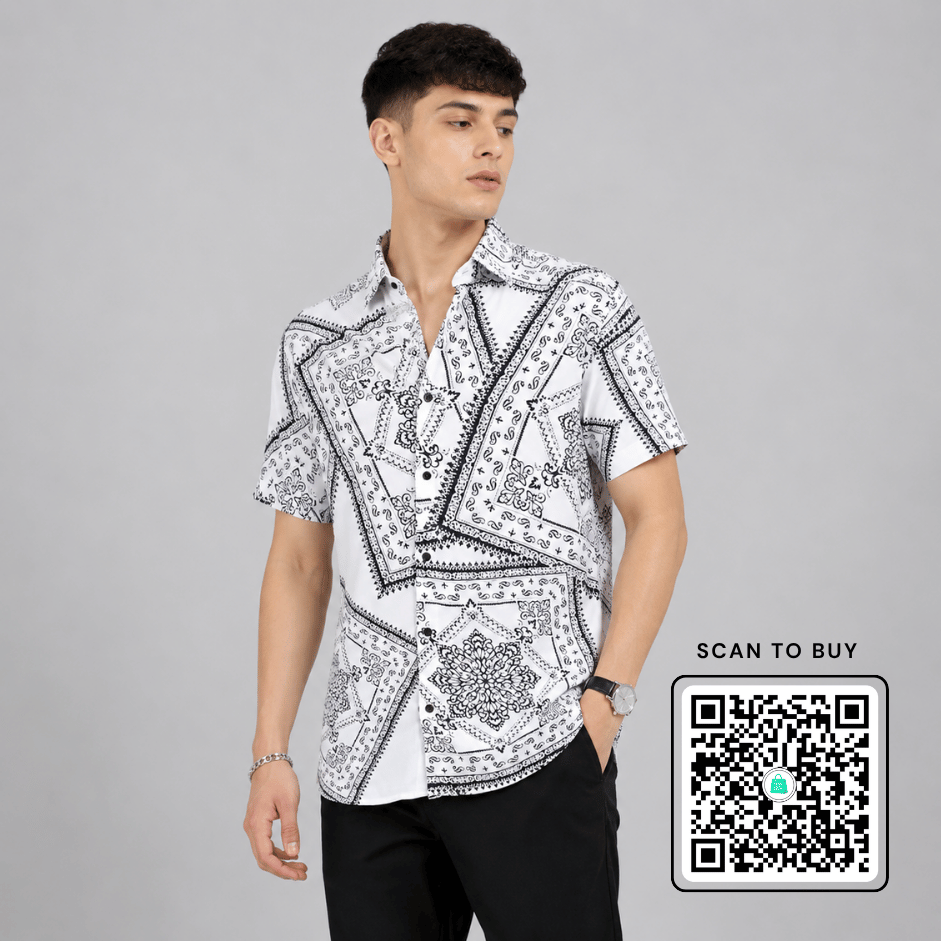 Scanshop India Floral Printed Spread Collar Short Sleeves Comfort Shirt