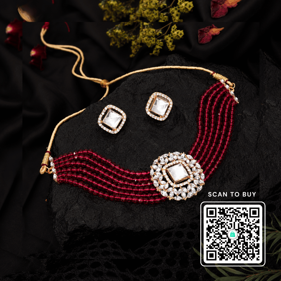 Scanshop India Gold-Plated Stone-Jewellery Set