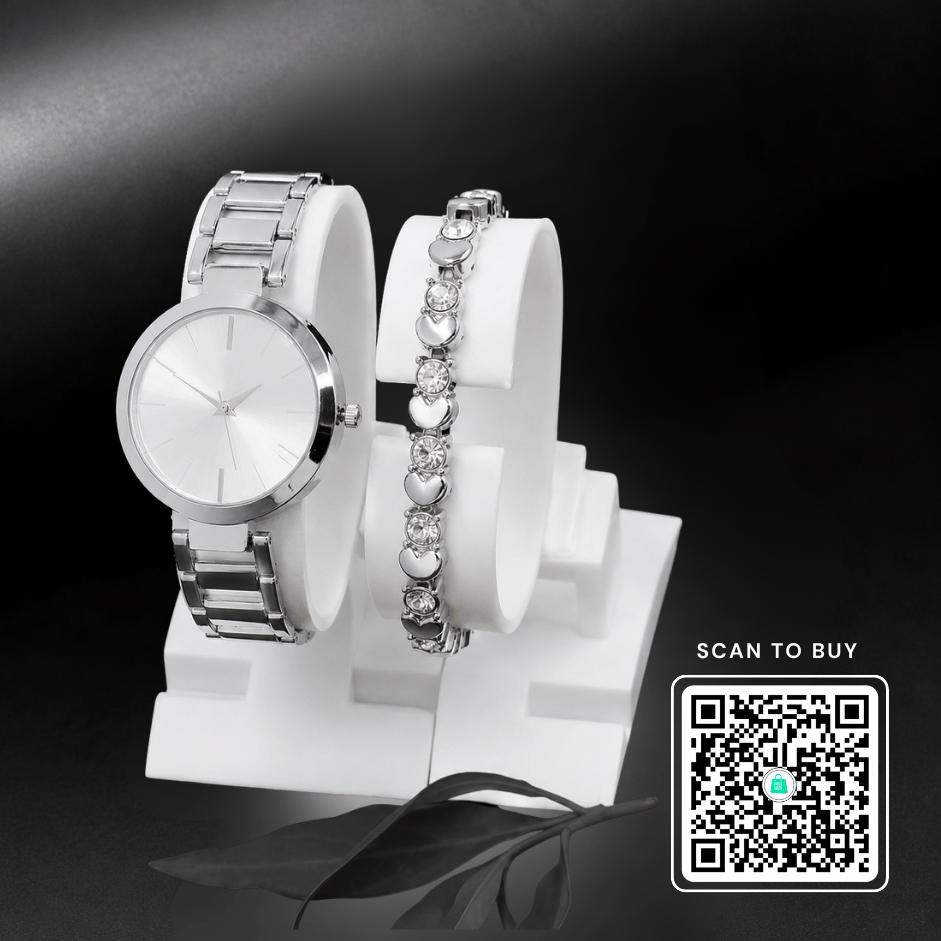 Scanshop India Women Dial & Stainless Steel Straps Analogue Watch TN Silver & Bracelet Silver