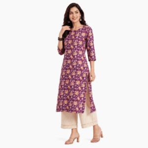 Scanshop India Women's Elegant Purple Floral Kurta