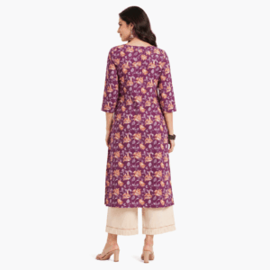 Scanshop India Women's Elegant Purple Floral Kurta