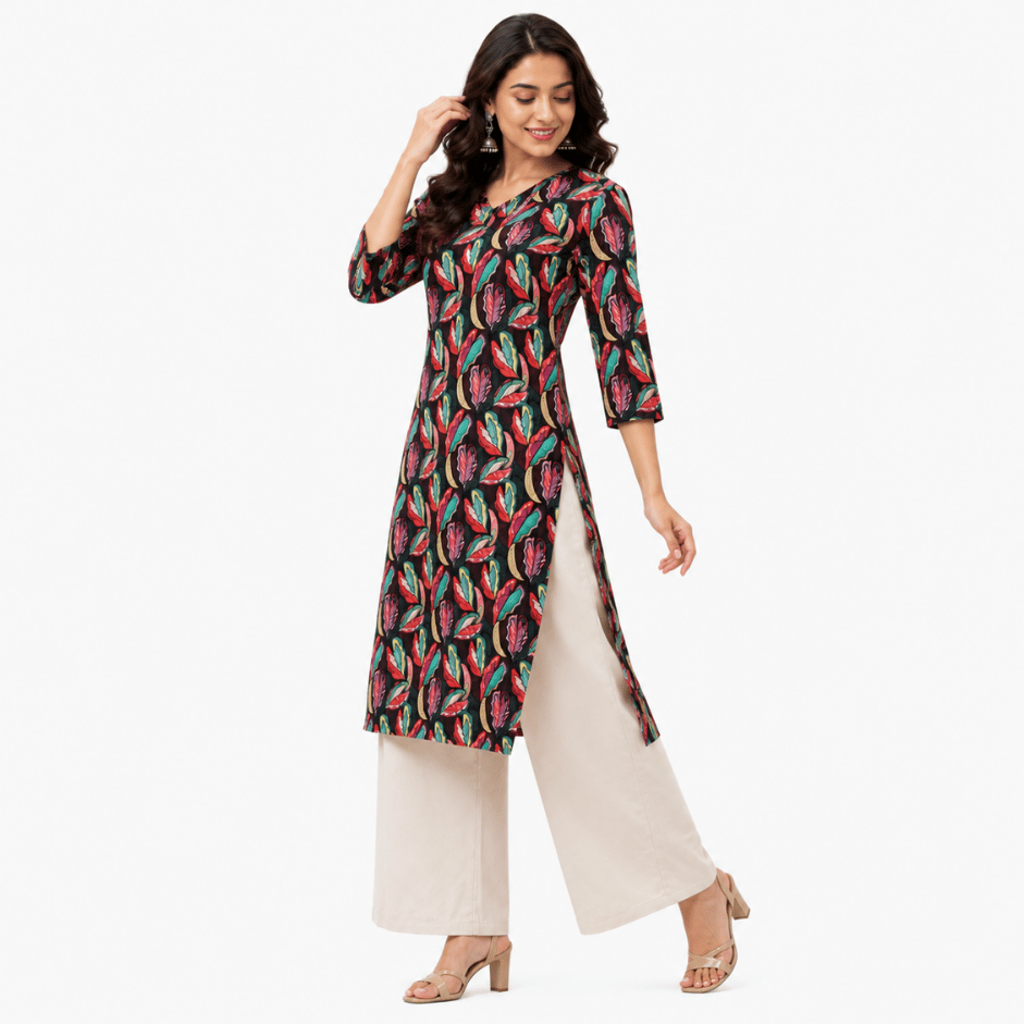 Scanshop India Women's Ethnic Floral Print Kurta 3
