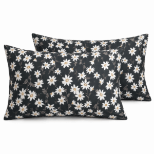 Scanshop India Black Floral Bedsheet with 2 Pillow Covers