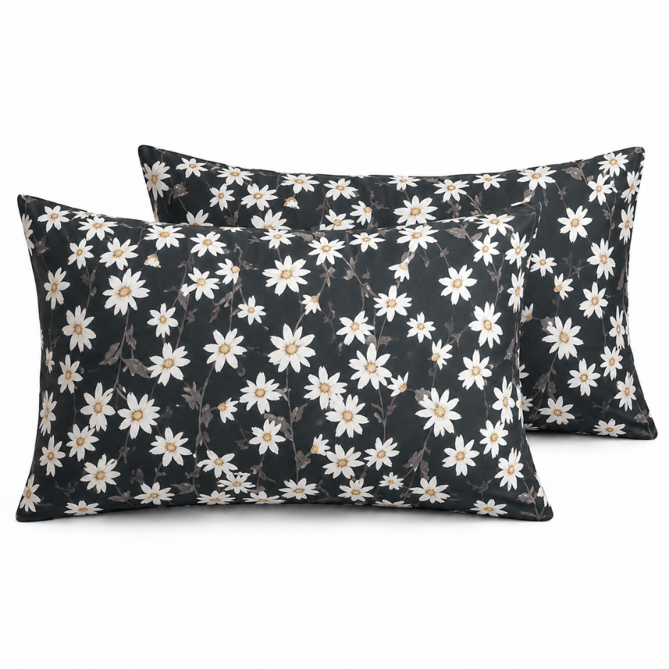 Scanshop India Black Floral Bedsheet with 2 Pillow Covers 2