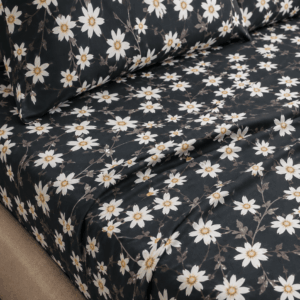 Scanshop India Black Floral Bedsheet with 2 Pillow Covers