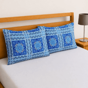 Scanshop India Blue Ethnic Motifs King Bedsheet with 2 Pillow Covers