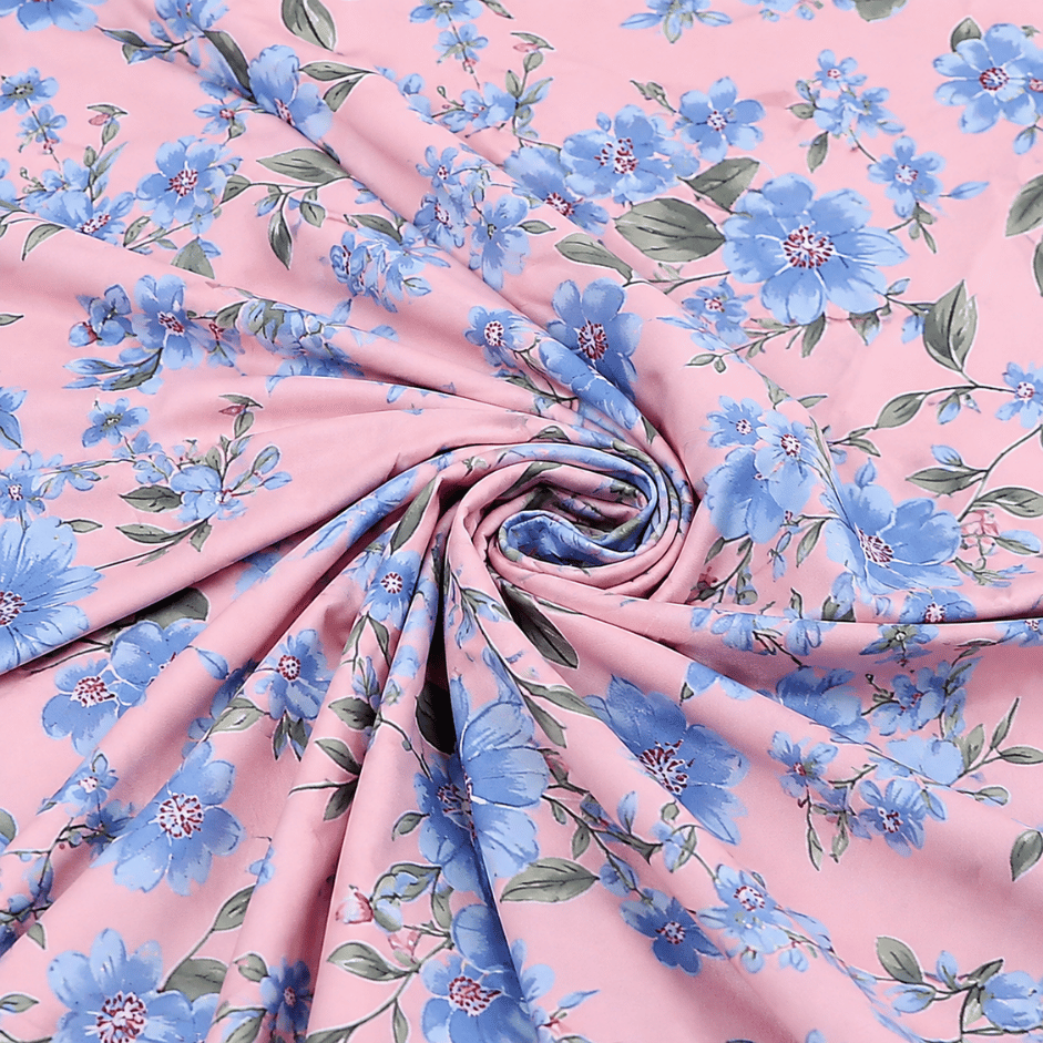 Scanshop India Blue & Green Floral Microfiber 210 TC Fitted Double Queen Bedsheet 2
