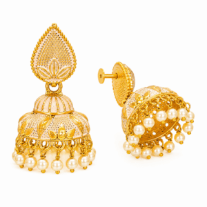Scanshop India Gold Plated Pearls Beaded Dome Shaped Jhumkas