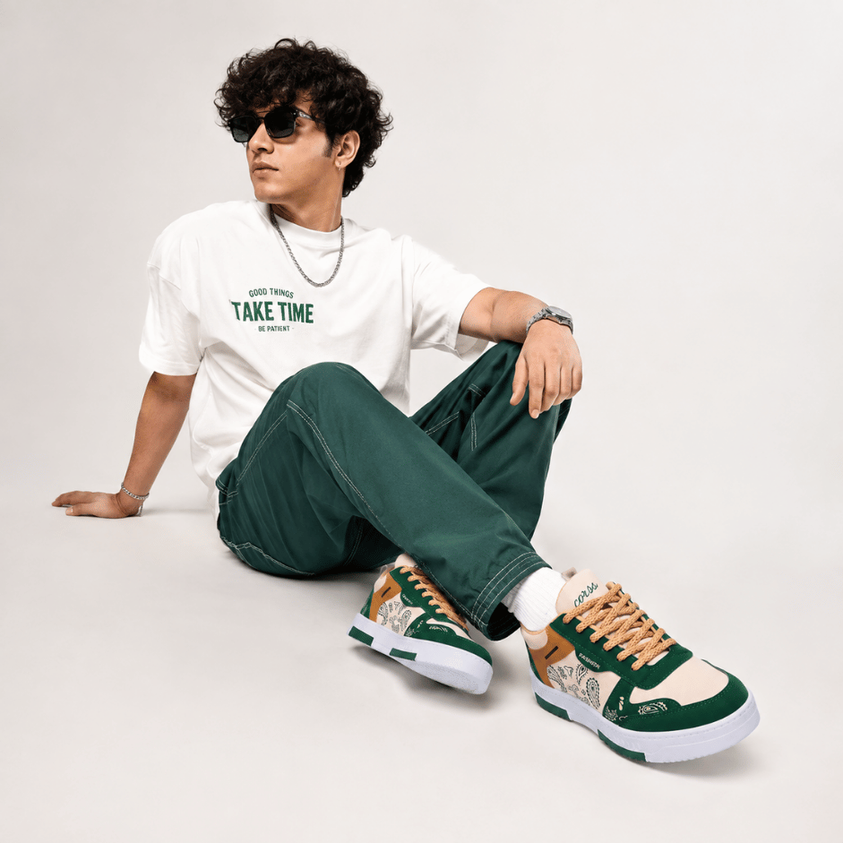Scanshop India Flower Men Colourblocked Lace-Ups Sneakers 3