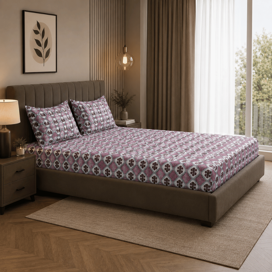 Scanshop India Multicoloured Geometric Bedsheet with 2 Pillow Covers 4
