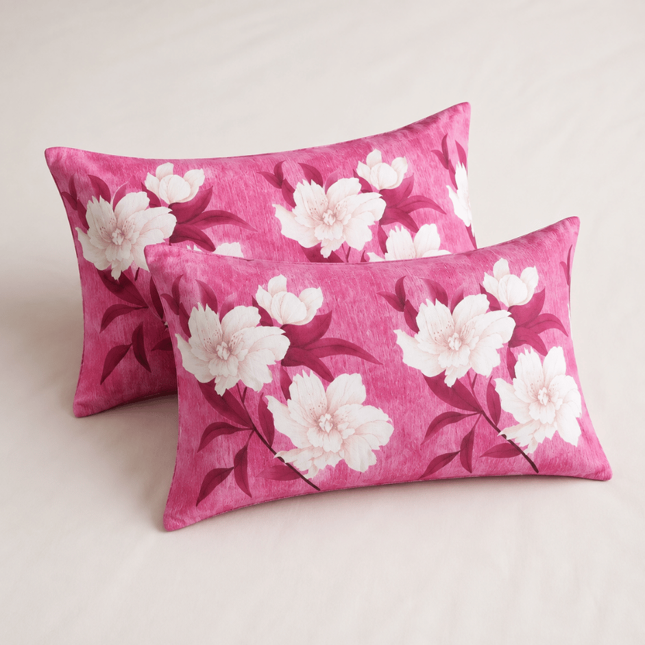 Scanshop India Pink Floral Bedsheet with 2 Pillow Covers 2