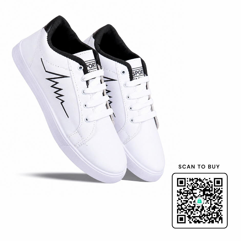 ScanShop India Men's White Round Toe Velcro Strap Casual Sneakers
