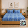Scanshop India Blue Ethnic Motifs King Bedsheet with 2 Pillow Covers