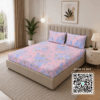 Scanshop India Blue & Green Floral Microfiber 210 TC Fitted Double Queen Bedsheet