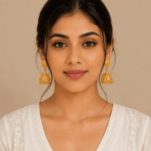 Scanshop India Gold Plated Artificial Beaded Dome Shaped Jhumkas