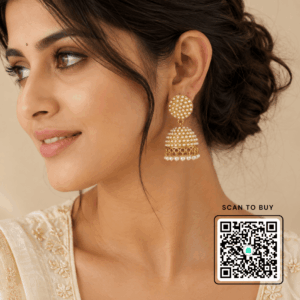 Scanshop India Gold-Plated Artificial Beaded Dome Shaped Jhumkas