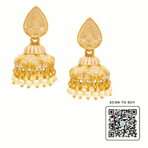 Scanshop India Gold Plated Pearls Beaded Dome Shaped Jhumkas