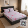 Scanshop India Pink Floral Microfiber 210 TC Fitted Double Queen Bedsheet