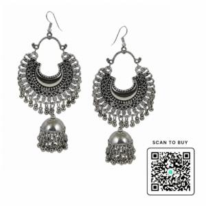 Scanshop India Silver-Plated Beads Beaded Dome Shaped Jhumkas