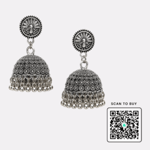 Scanshop India Silver-Plated German Oxidised Dome Shaped Jhumkas
