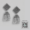 Scanshop India Silver-Plated Oxidised Dome Shaped Jhumkas Earrings