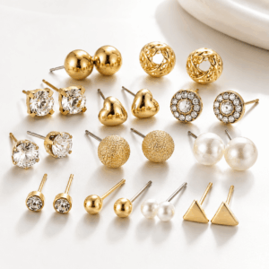 Scanshop India set of 12 Gold plated Women Studs